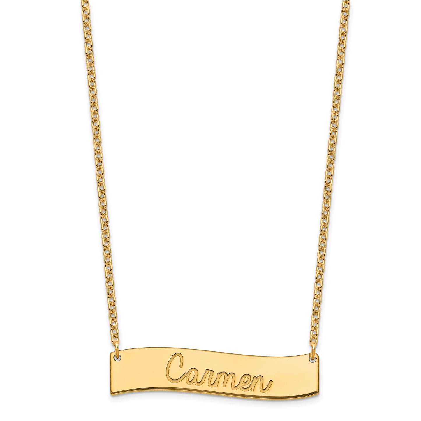 Sterling Silver Gold plated Medium Polished Curved Bar Necklace