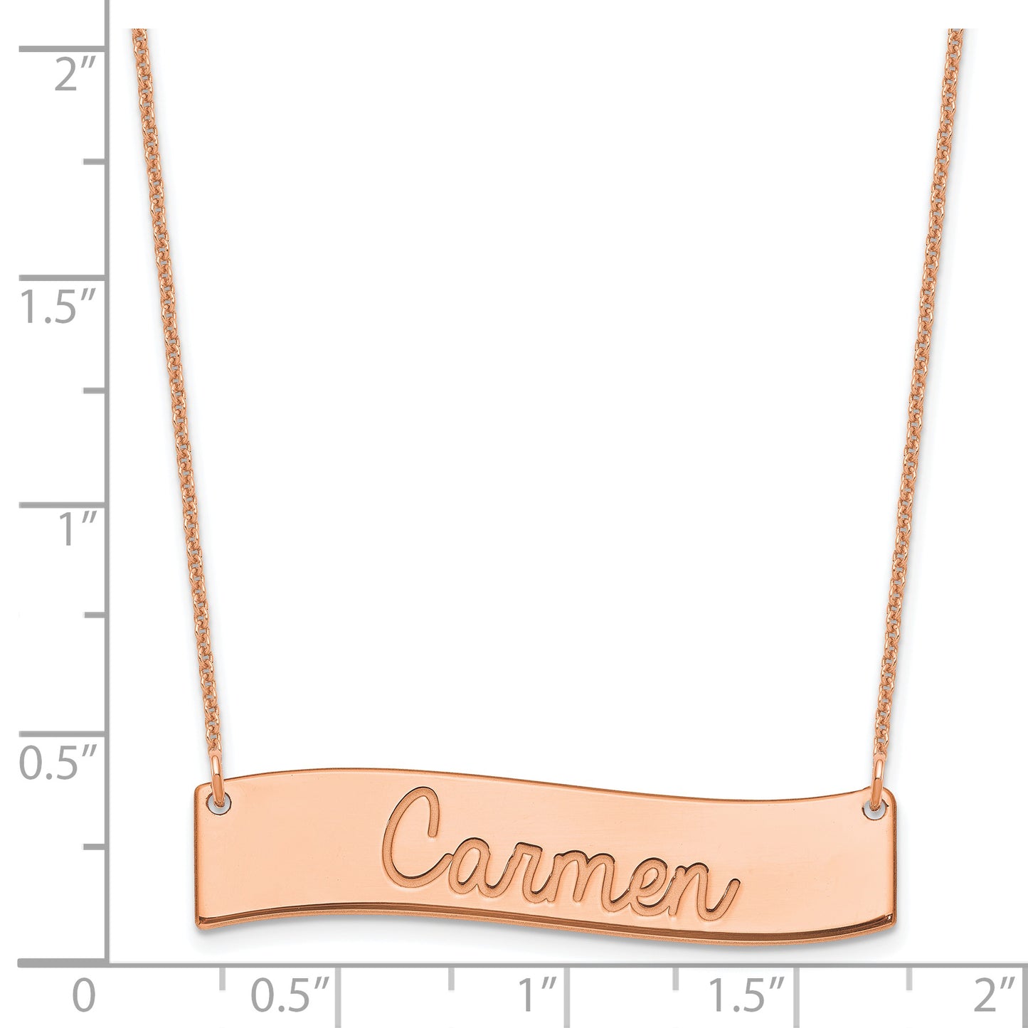 14K Rose Gold Medium Polished Curved Bar Necklace