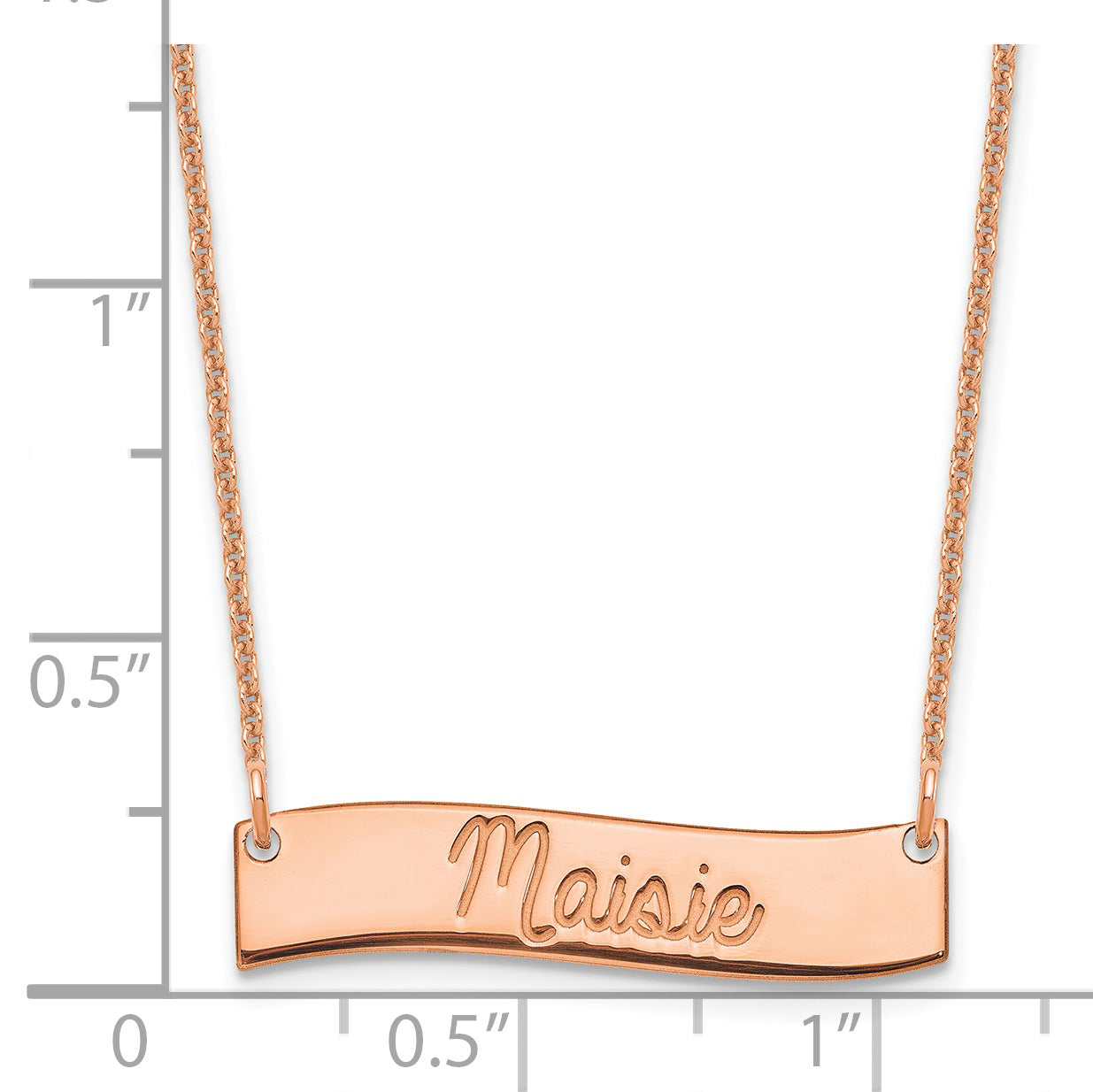 14K Rose Gold Small Polished Curved Bar Necklace
