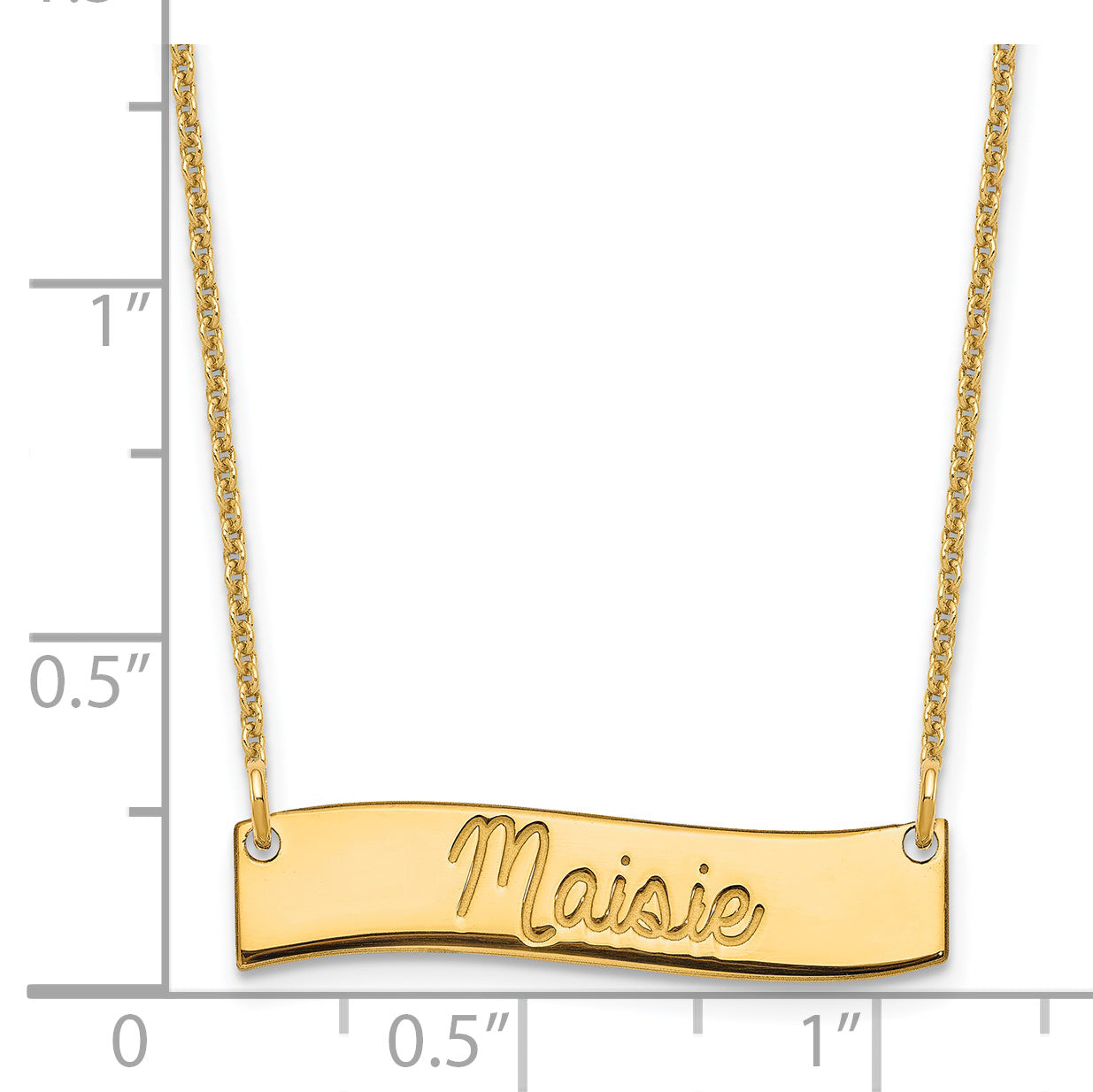 14K Yellow Gold Small Polished Curved Bar Necklace