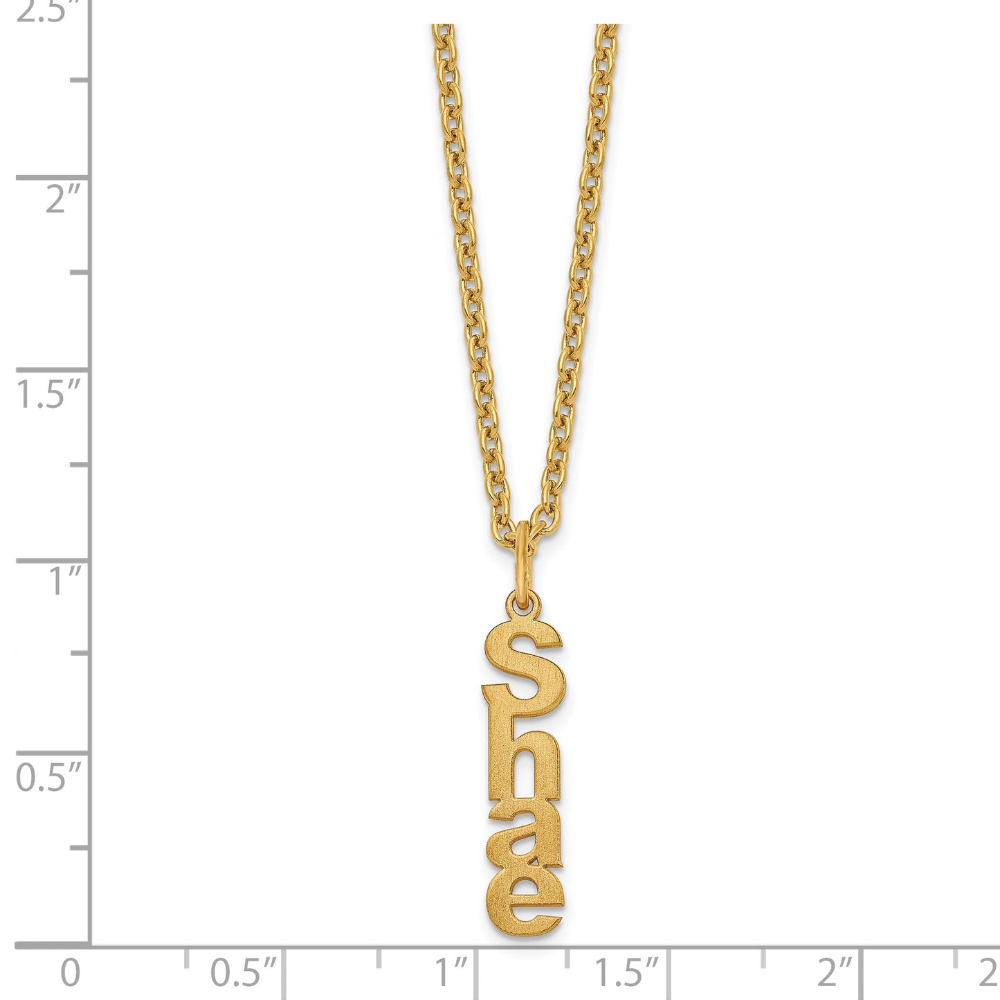 Sterling Silver Rhodium plated Brushed Vertical 1 Name Charm Necklace