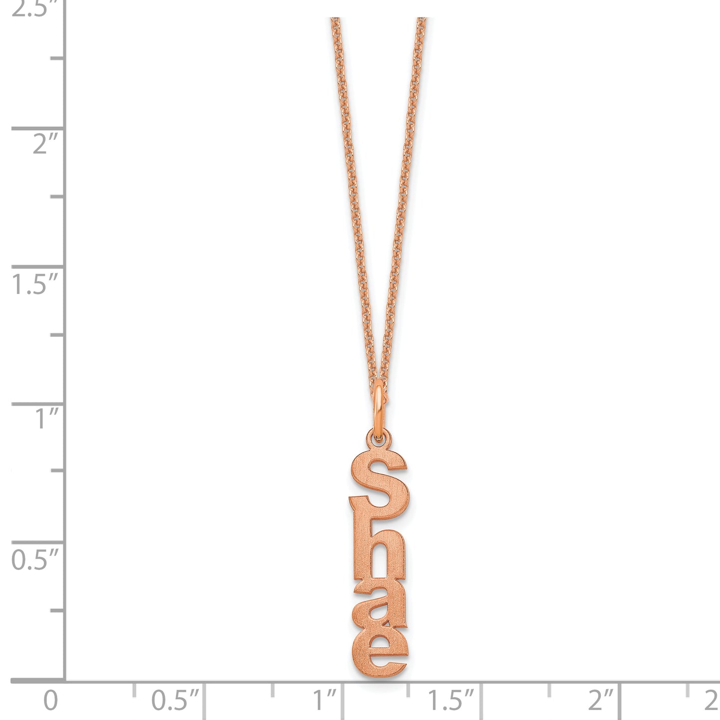 14K Rose Gold Brushed Vertical 1 Name Charm Necklace