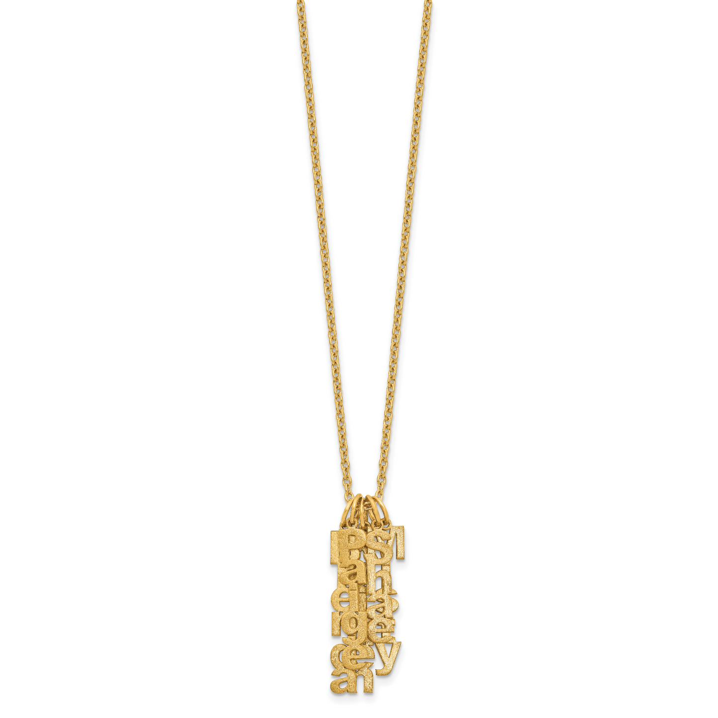 Sterling Silver Gold plated Brushed Vertical 5 Name Charm Necklace
