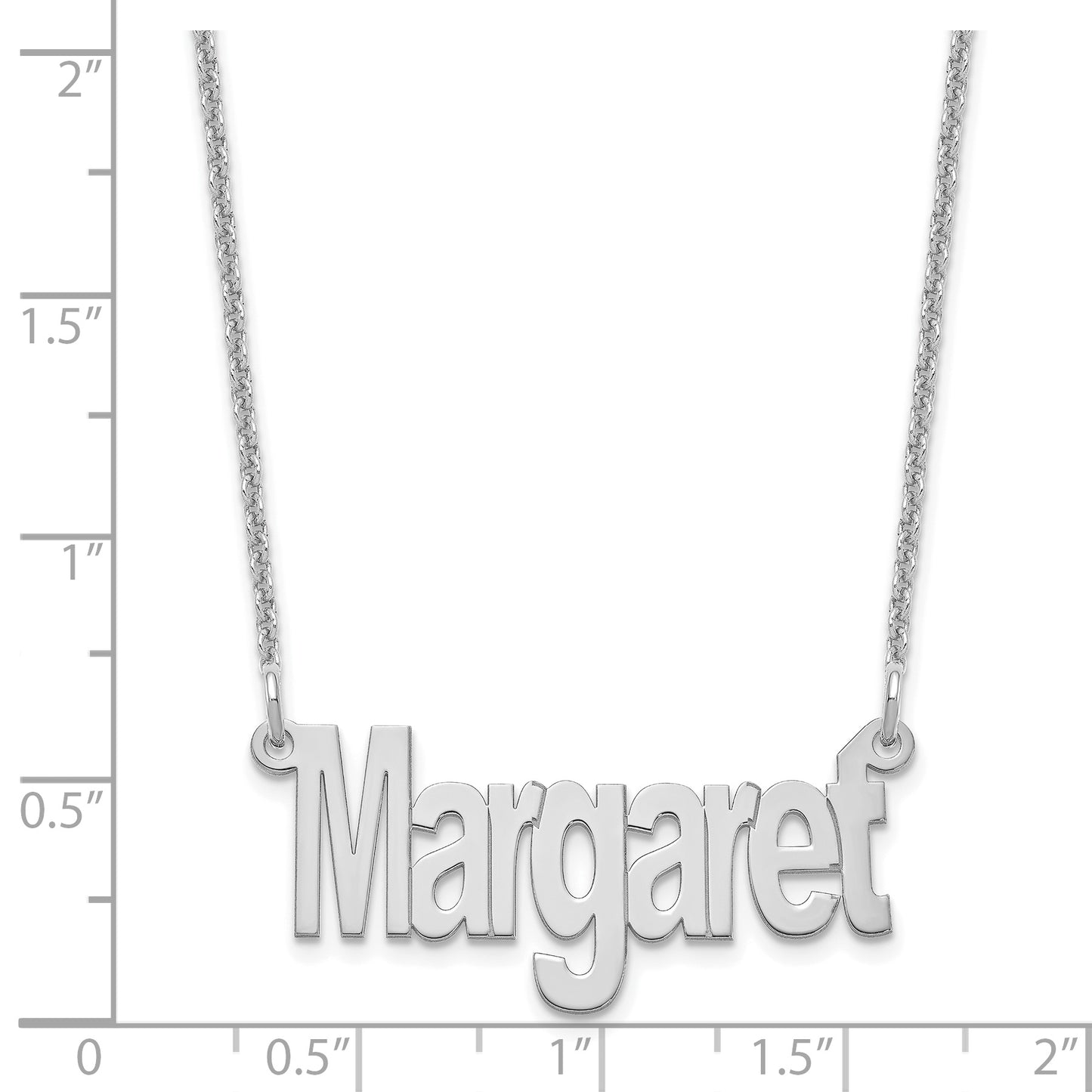 10K White Gold Small Name Plate Necklace