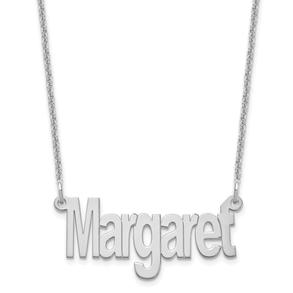 10K White Gold Small Name Plate Necklace