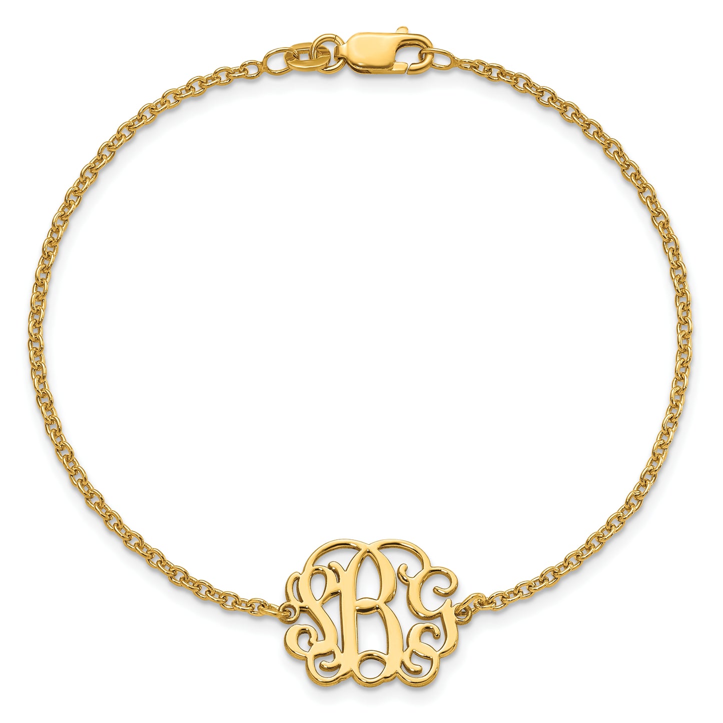 Sterling Silver Gold plated Polished Monogram Bracelet