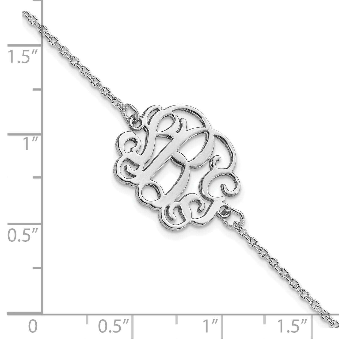 14K White Gold Polished Monogram Bracelet