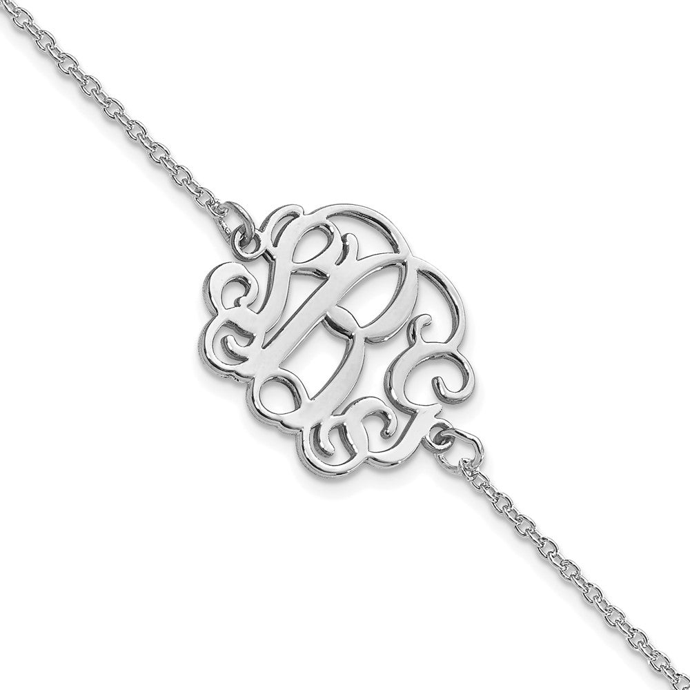 14K White Gold Polished Monogram Bracelet