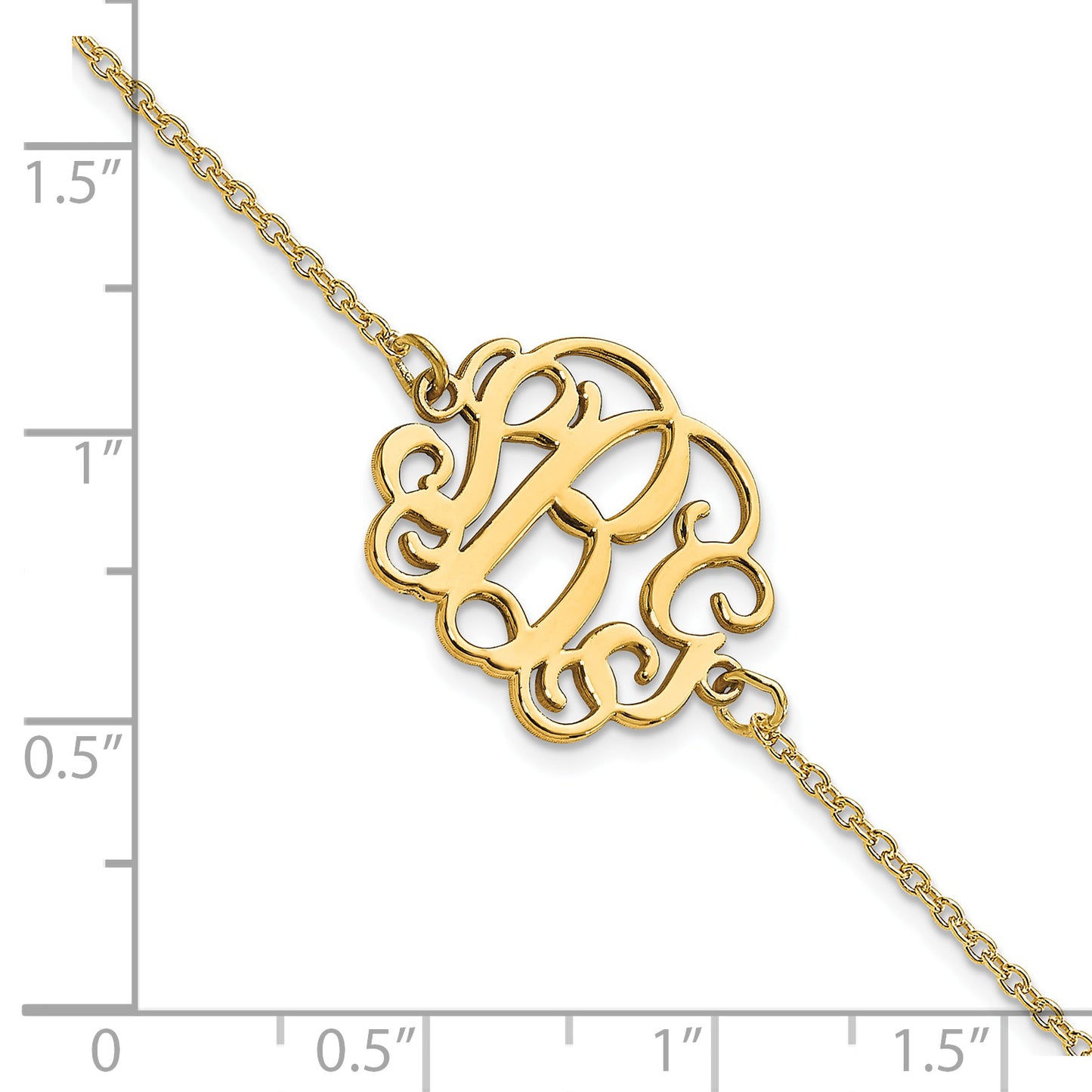 14K Yellow Gold Polished Monogram Bracelet