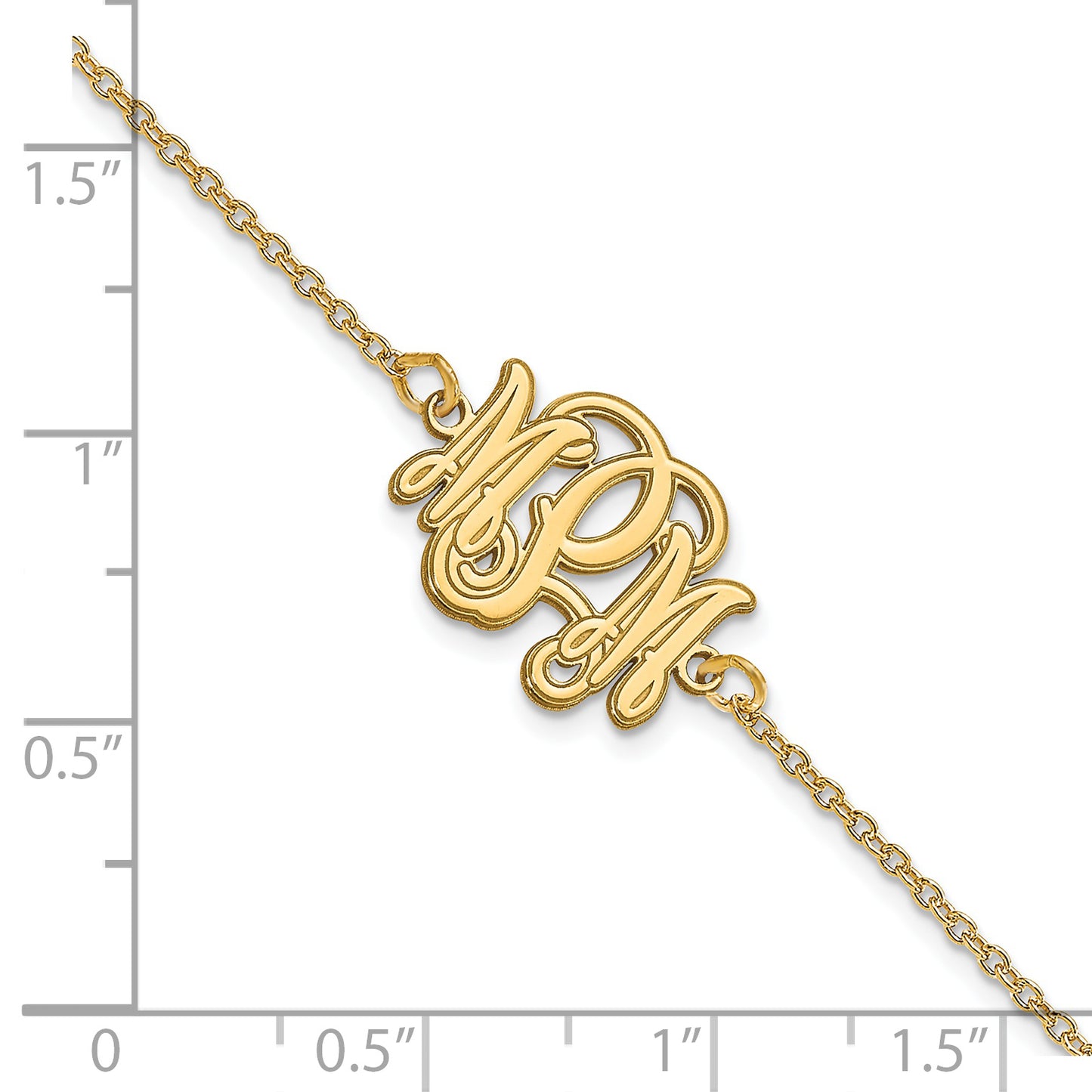 14K Yellow Gold Etched Outline Monogram Bracelet
