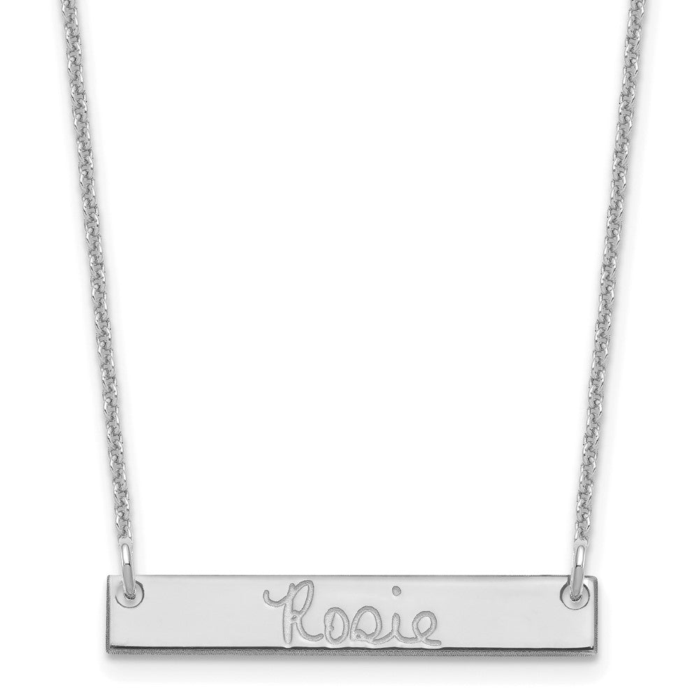 10K White Gold Small Polished Signature Bar Necklace