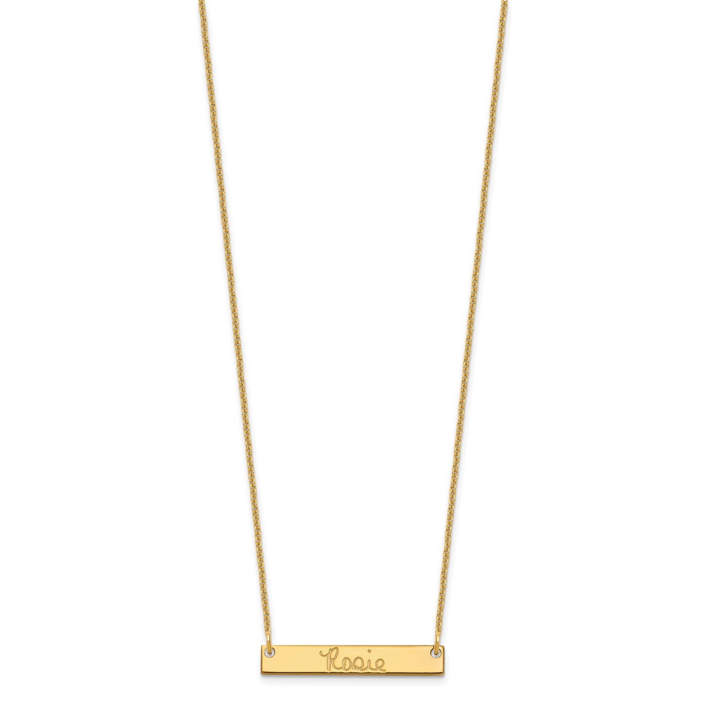 14K Yellow GoldSmall Polished Signature Bar Necklace