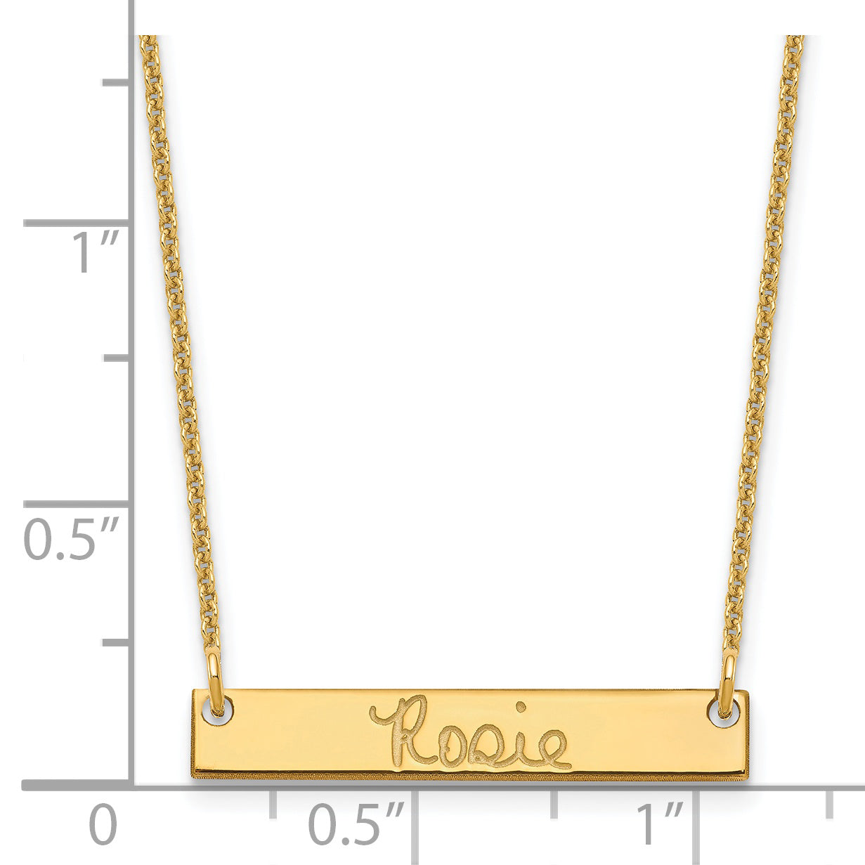 14K Yellow GoldSmall Polished Signature Bar Necklace
