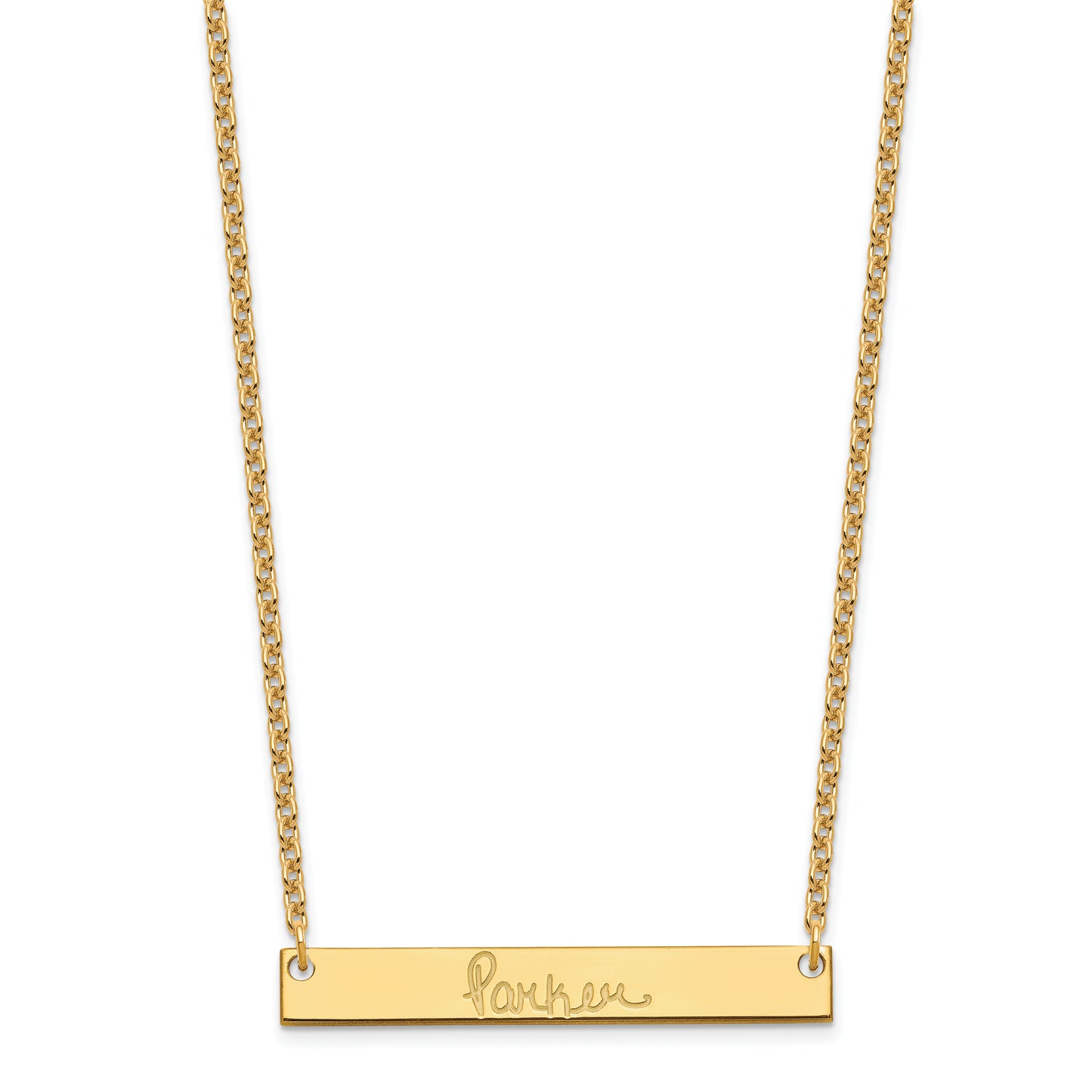 Sterling Silver Gold plated Medium Polished Signature Bar Necklace