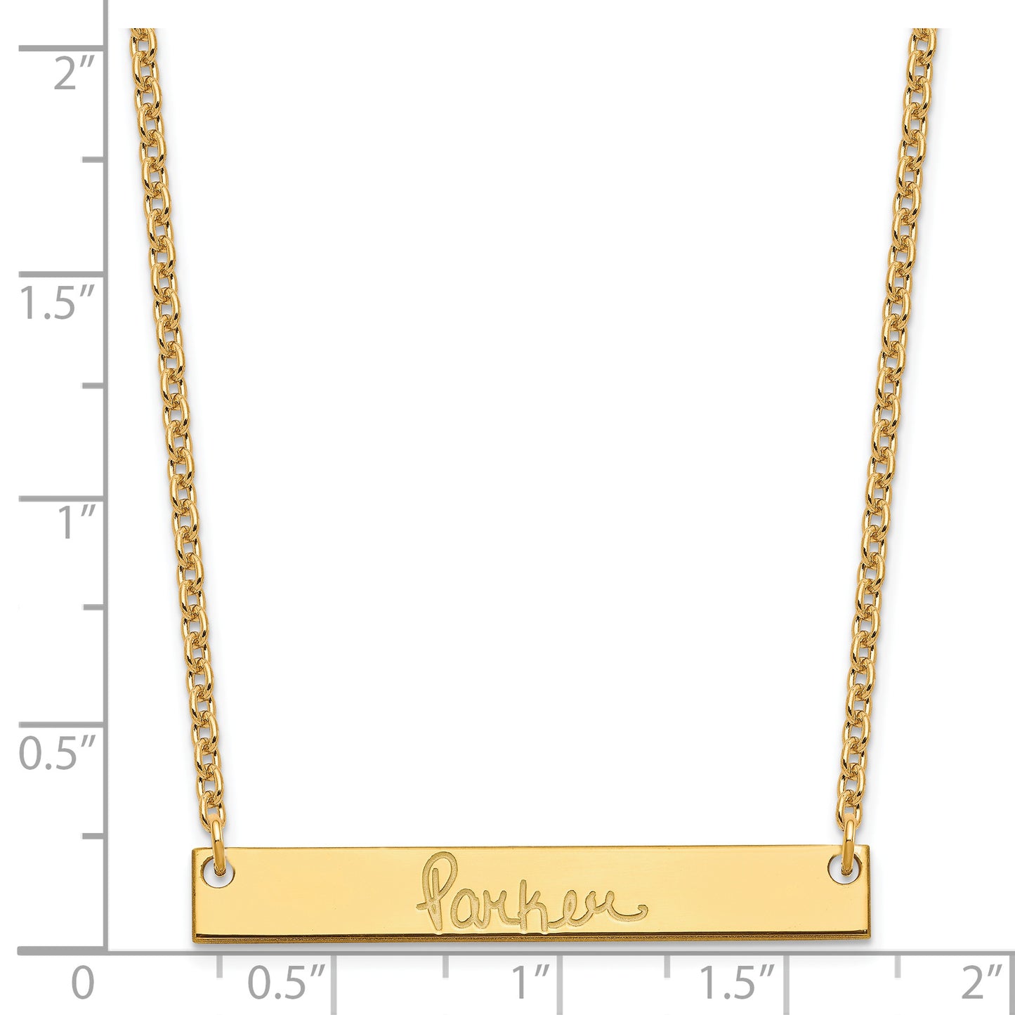Sterling Silver Gold plated Medium Polished Signature Bar Necklace