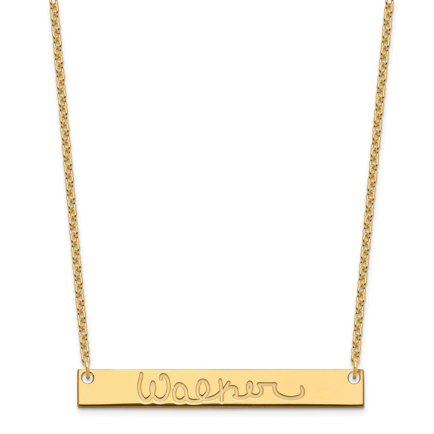 Sterling Silver Gold plated Large Polished Signature Bar Necklace