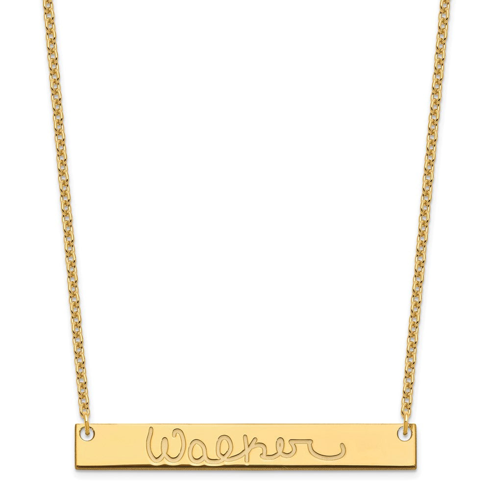 Sterling Silver Gold plated Large Polished Signature Bar Necklace