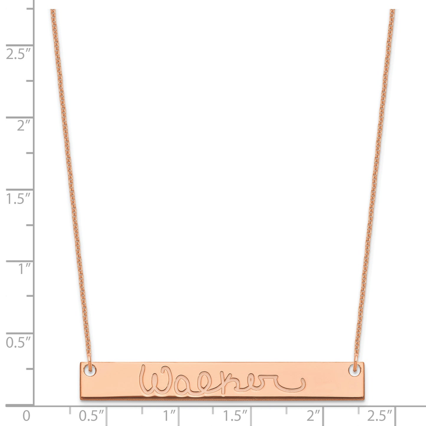 14K Rose Gold Large Polished Signature Bar Necklace