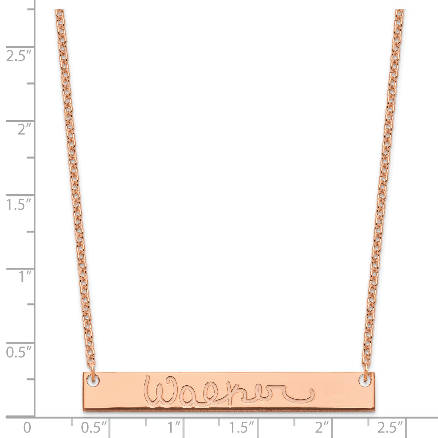 Sterling Silver Rose Gold plated Large Polished Signature Bar Necklace
