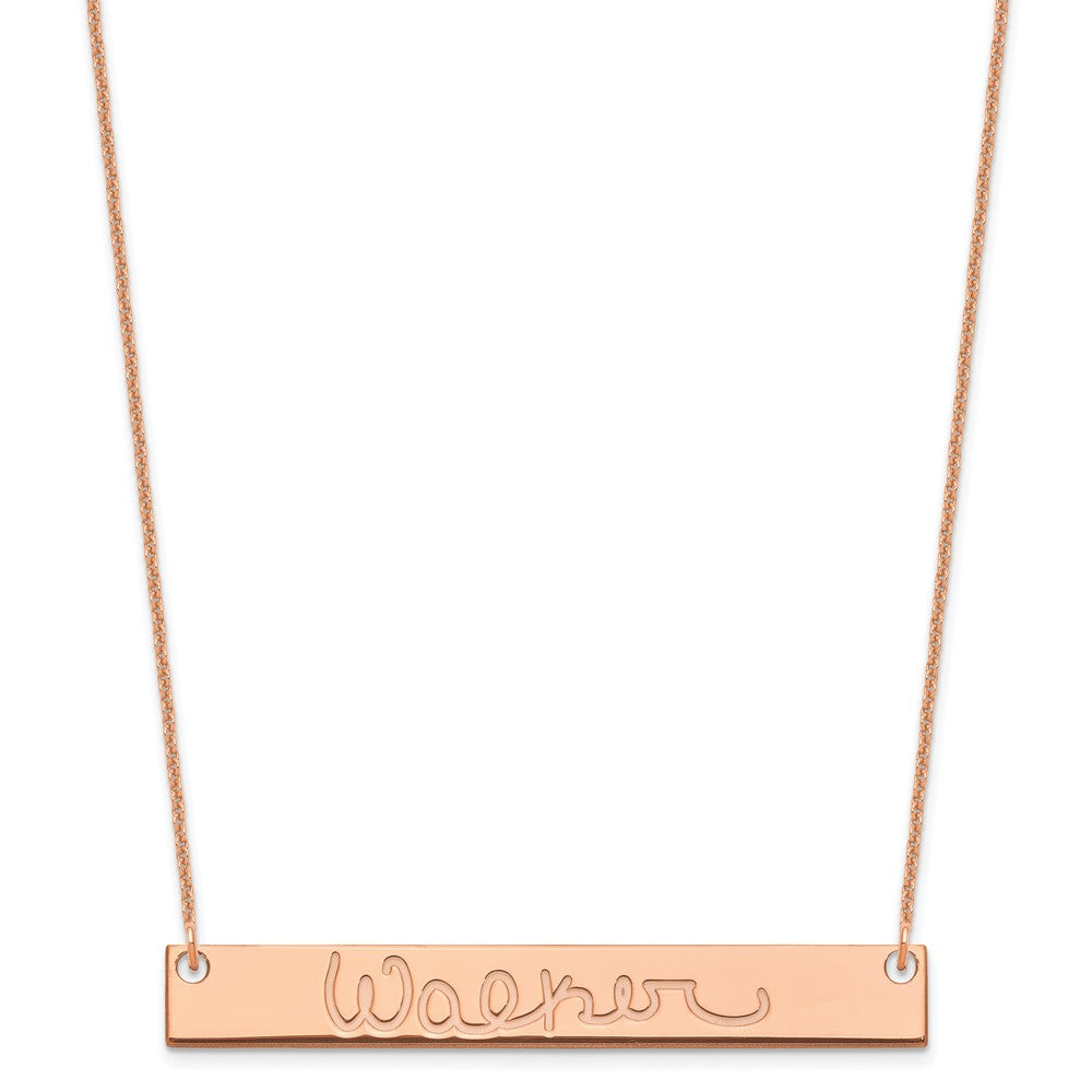 14K Rose Gold Large Polished Signature Bar Necklace