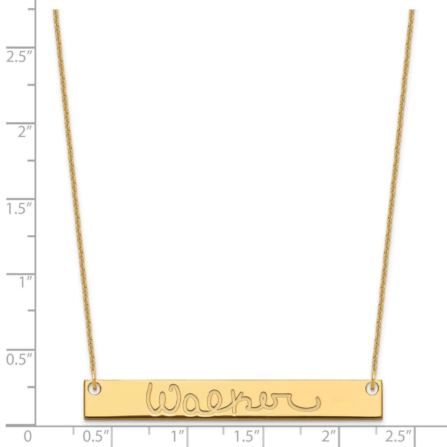 14K Yellow Gold Large Polished Signature Bar Necklace