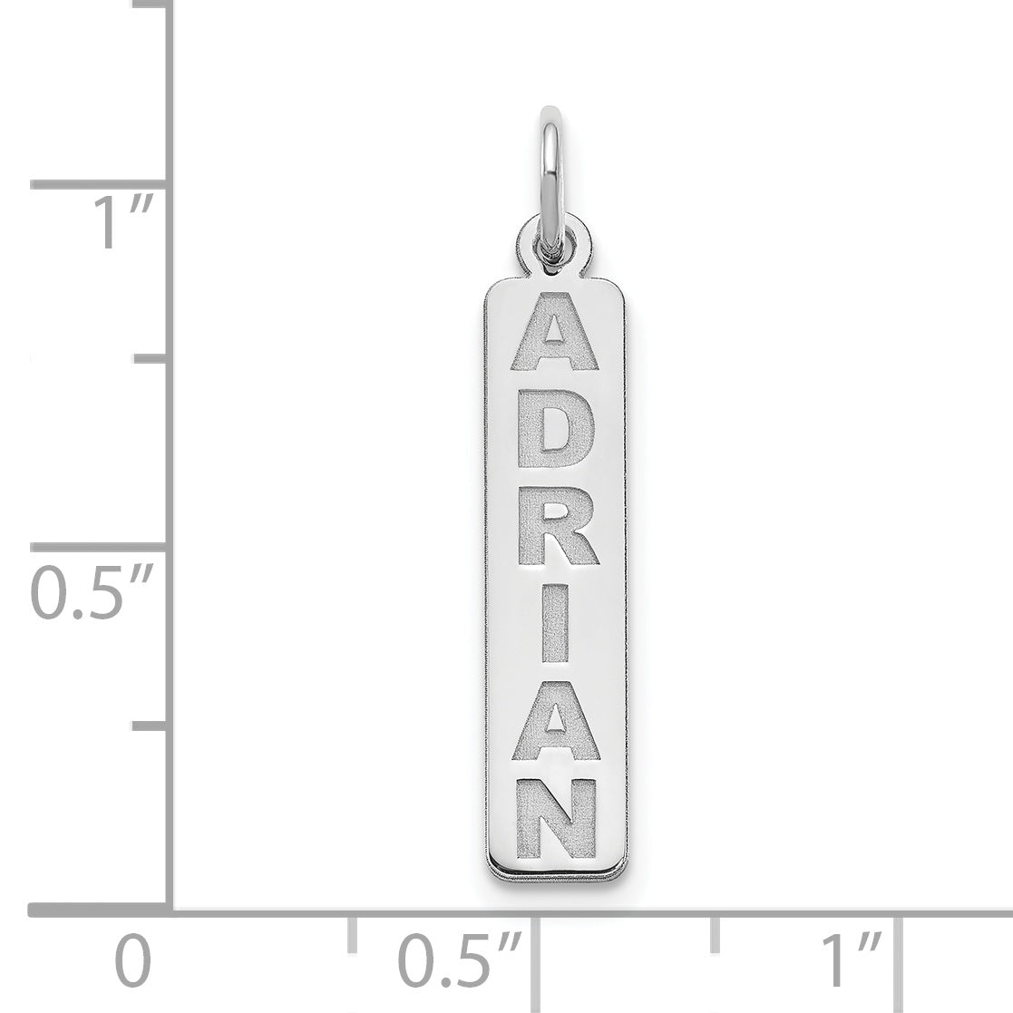 10K White Gold Personalized Vertical Bar Charm