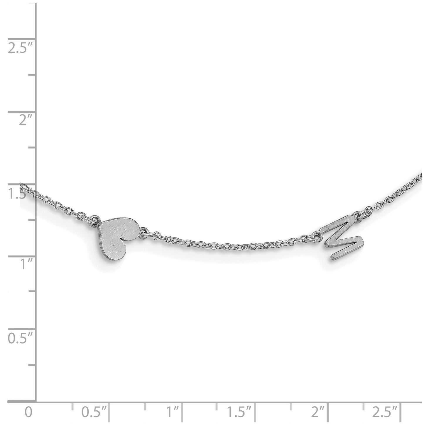 Sterling Silver Rhodium plated 2 Initial/Symbol Necklace