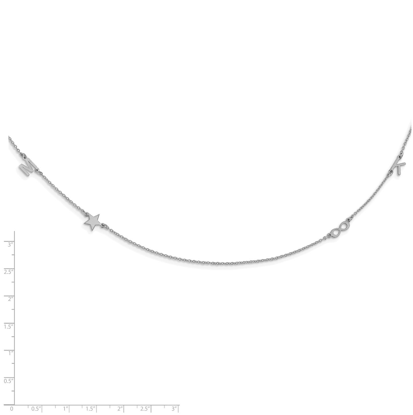 Sterling Silver Rhodium Plated 4 Initial/Symbol Necklace