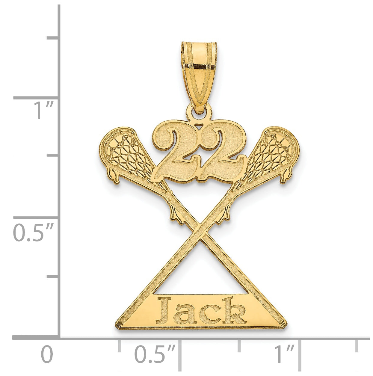 14k Yellow Or White Or Rose Gold Or Sterling Silver Personalized Lacrosse Pendant