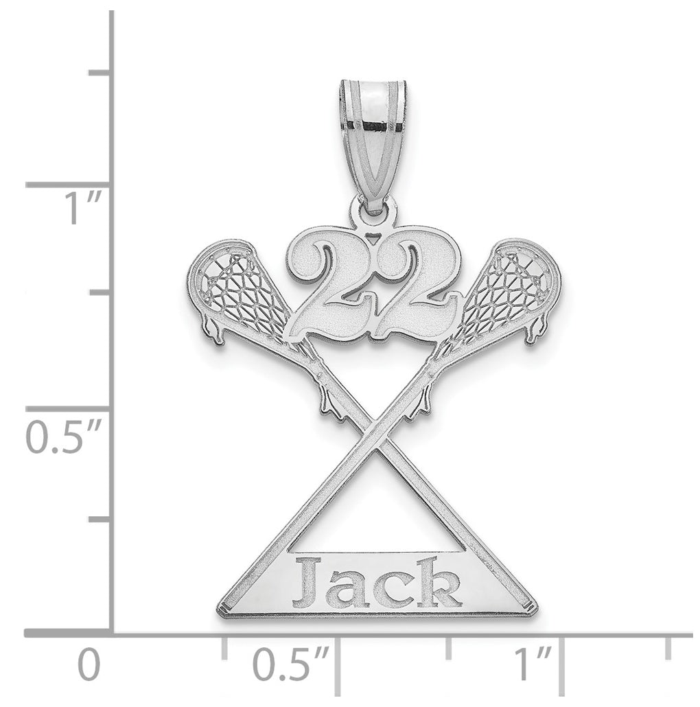 14k Yellow Or White Or Rose Gold Or Sterling Silver Personalized Lacrosse Pendant
