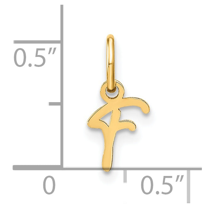 14K Yellow Gold Upper case Letter F Initial Charm