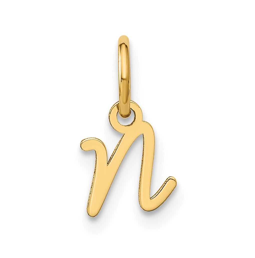 14K Yellow Gold Upper case Letter N Initial Charm