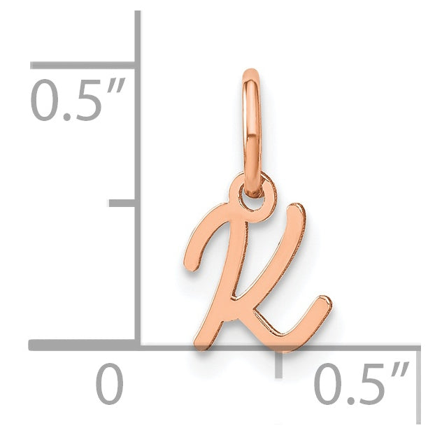 Sterling Silver Rose Gold Plated Upper case Letter K Initial Charm