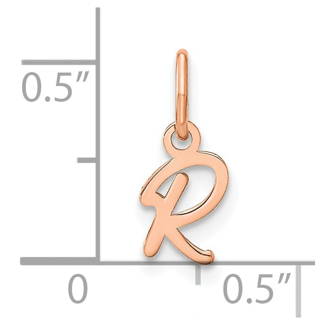 Sterling Silver Rose Gold Plated Upper case Letter R Initial Charm