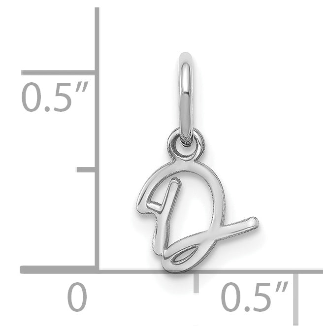 Sterling Silver Rhodium plated Upper case Letter D Initial Charm