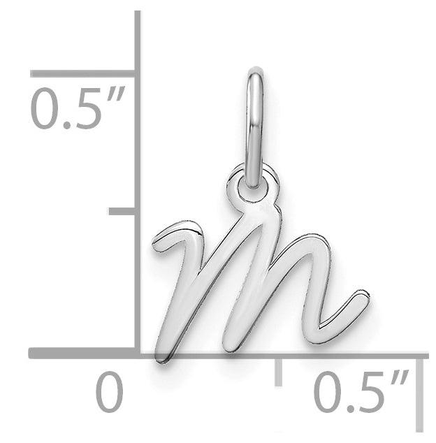 14K White Gold Upper case Letter M Initial Charm