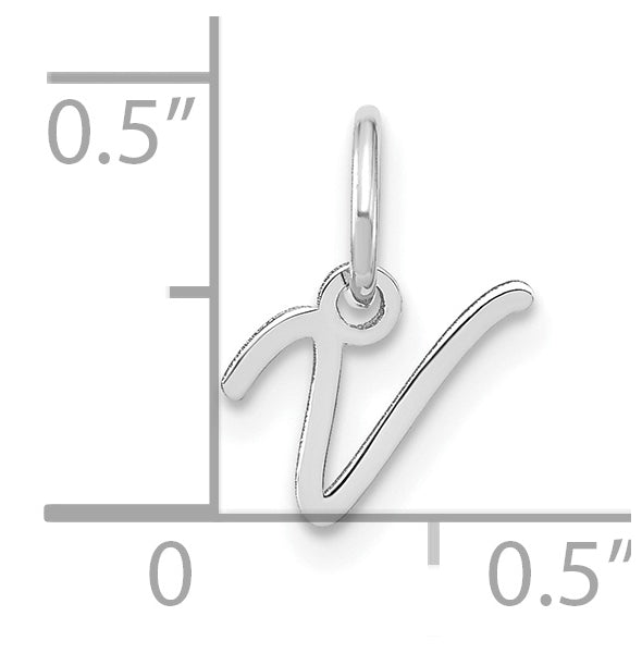 Sterling Silver Rhodium plated Upper case Letter V Initial Charm