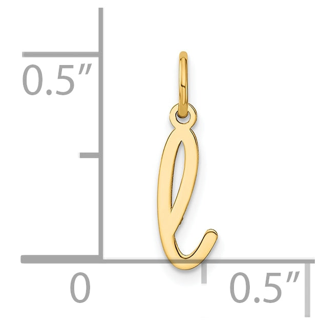 14K Yellow Gold Lower case Letter L Initial Charm