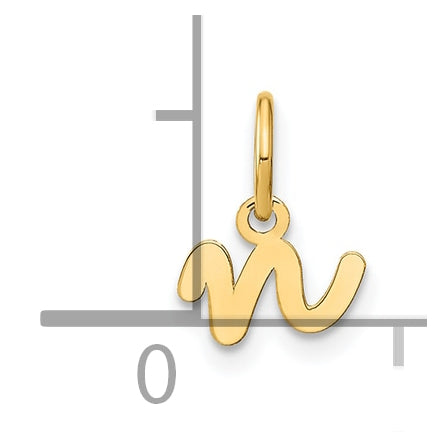 14K Yellow Gold Lower case Letter N Initial Charm