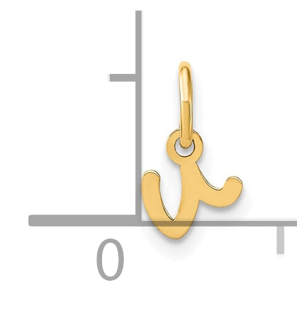 14K Yellow Gold Lower case Letter V Initial Charm