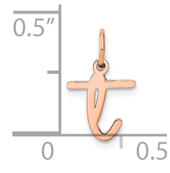Sterling Silver Rose Gold Plated Lower case Letter T Initial Charm
