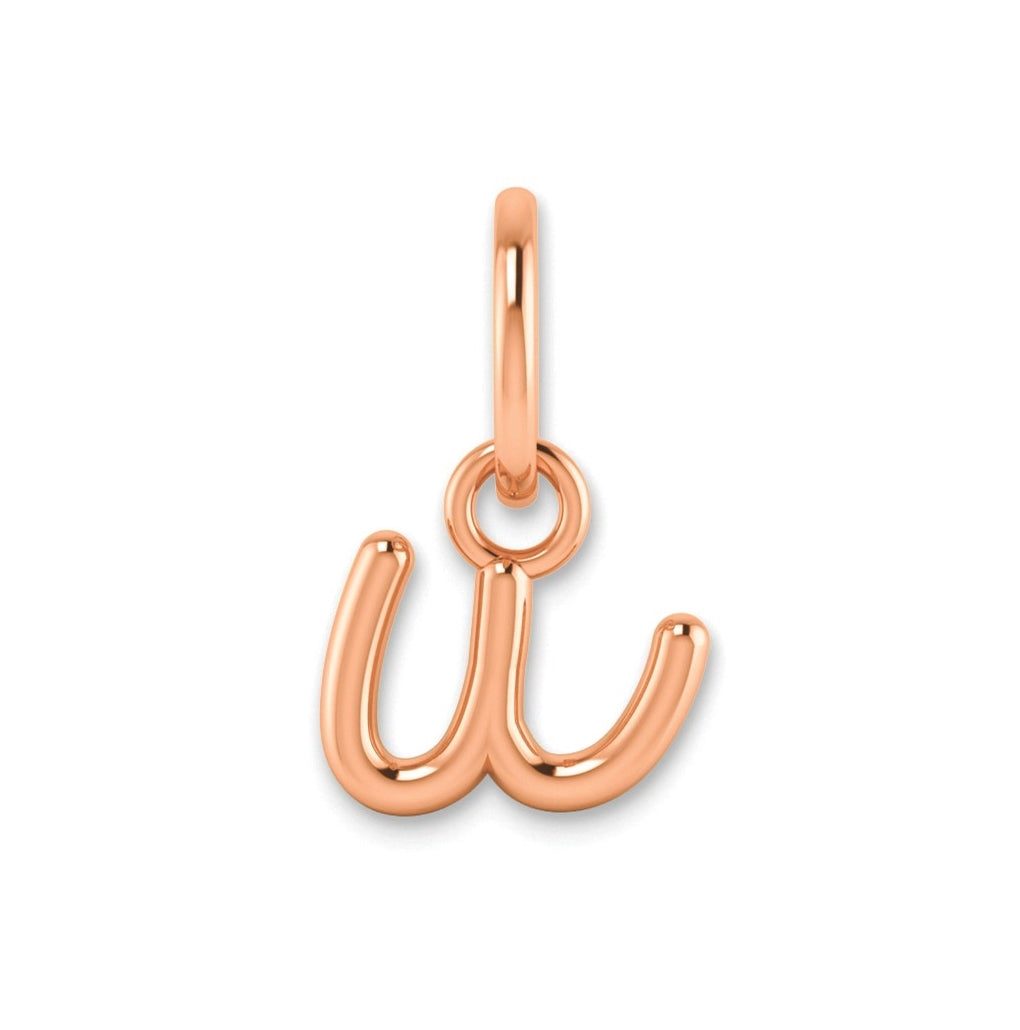 Sterling Silver Rose Gold Plated Lower case Letter U Initial Charm