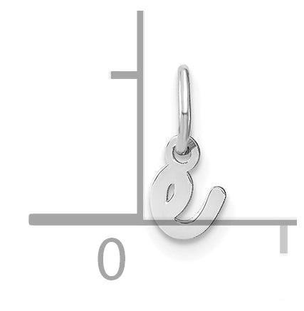 Sterling Silver Rhodium plated Lower case E Initial Charm