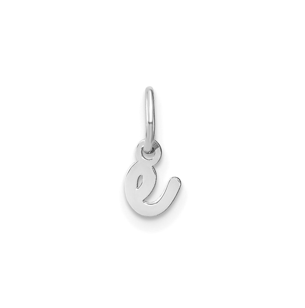 14K White Gold Lower case Letter E Initial Charm