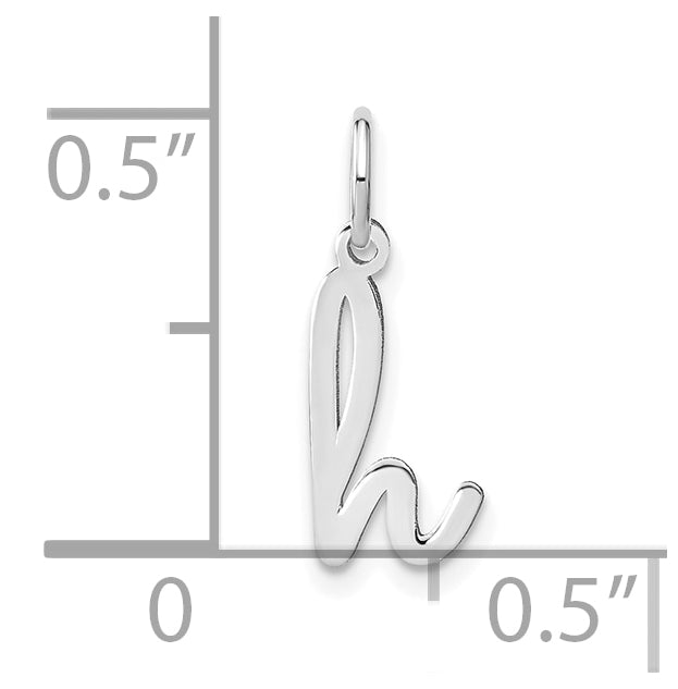 Sterling Silver Rhodium plated Lower case H Initial Charm