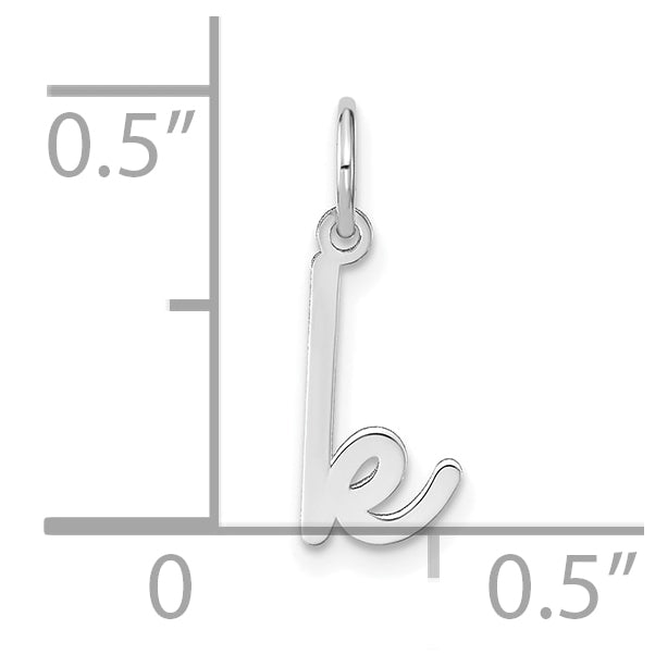 Sterling Silver Rhodium plated Lower case Letter K Initial Charm