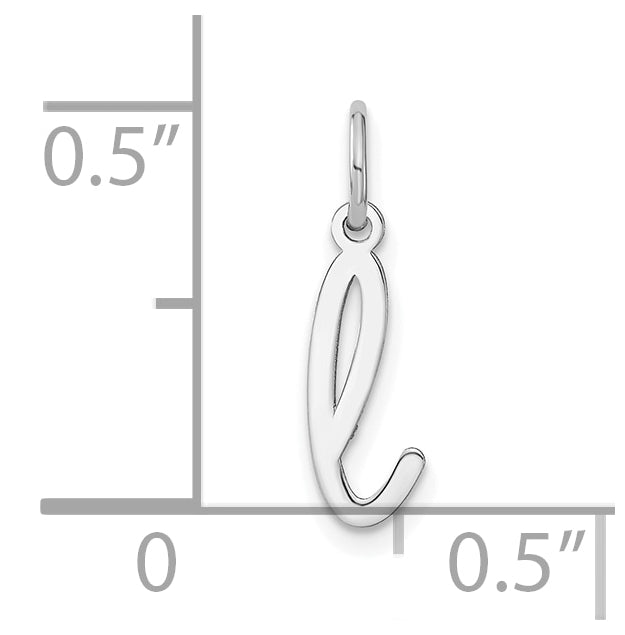 14K White Gold Lower case Letter L Initial Charm