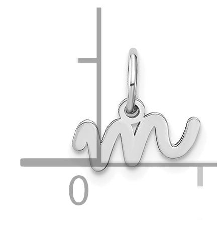 14K White Gold Lower case Letter M Initial Charm
