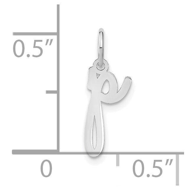 14K White Gold Lower case Letter P Initial Charm