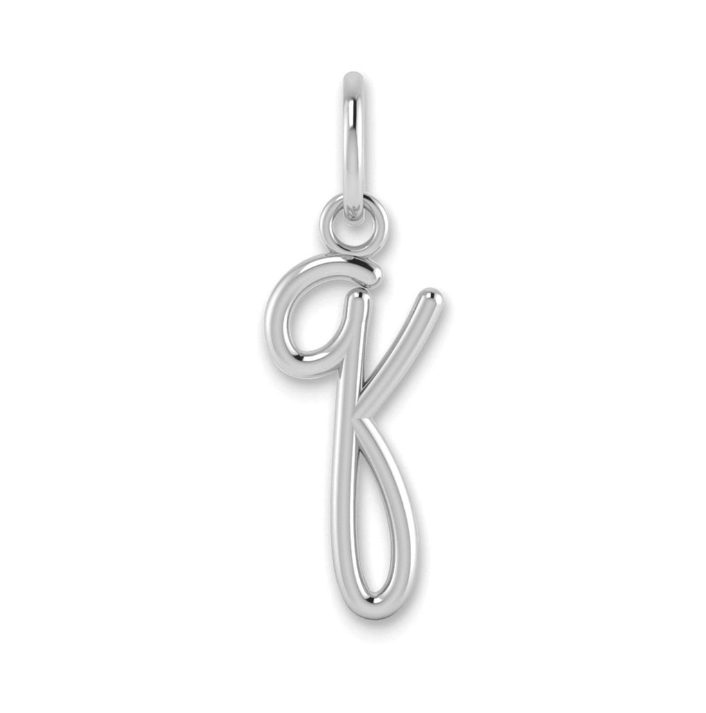 14K White Gold Lower case Letter Q Initial Charm